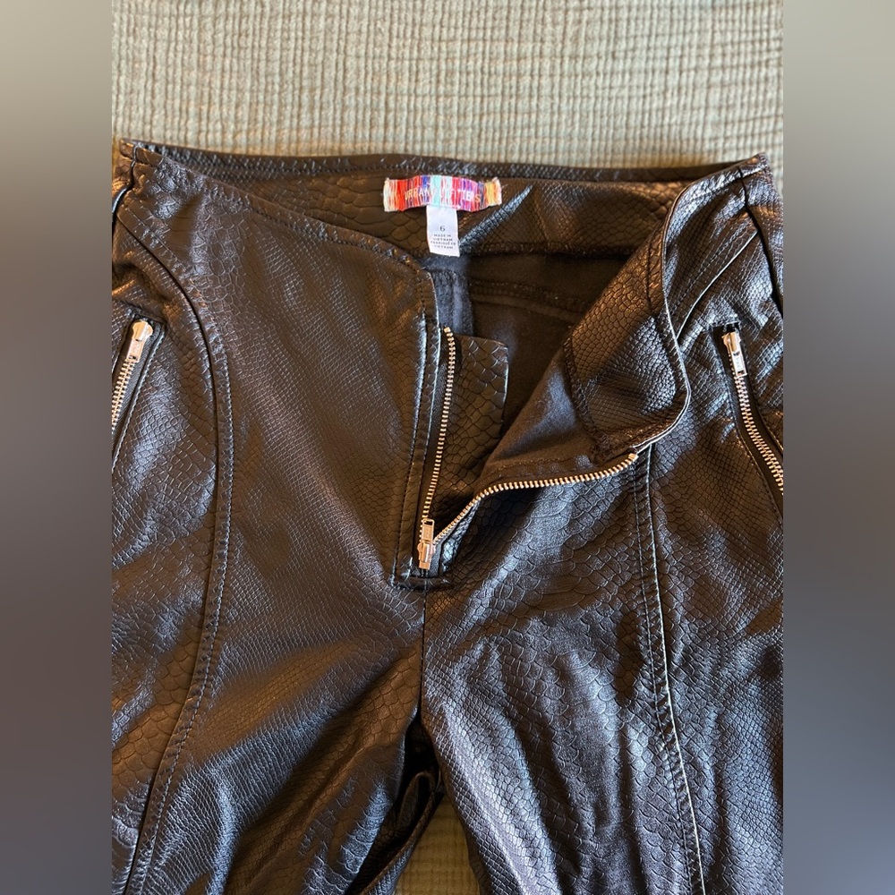 UO Urban Outfitters Alexa Faux Leather Moto Pants Size 6 - Picture 2 of 15